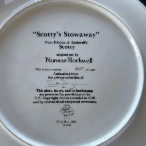 Norman Rockwell 'Scotty's Stowaway' Plate - Picture 2 of 2